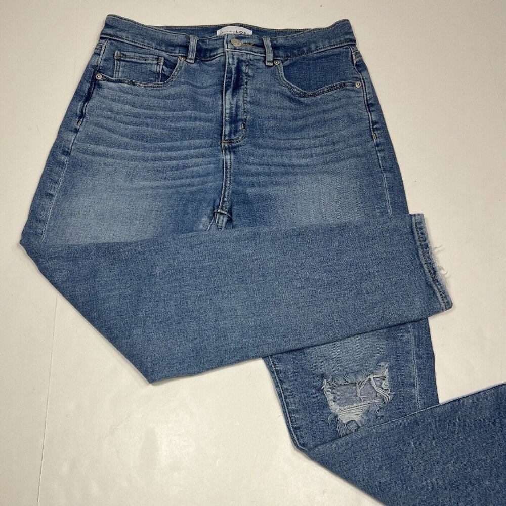 LOFT The Skinny Women Petite 29/8 Light Wash High Rise Distressed Stretch Jeans